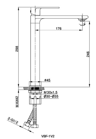 Смеситель для раковины Vincea Vogue VBF-1V2GM вороненая сталь